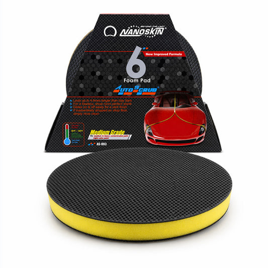 Nanoskin AutoScrub 6 inch pad, medium grade, yellow